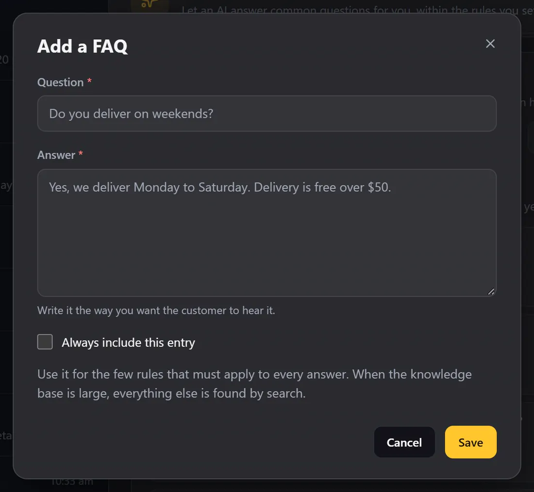 Adding a FAQ