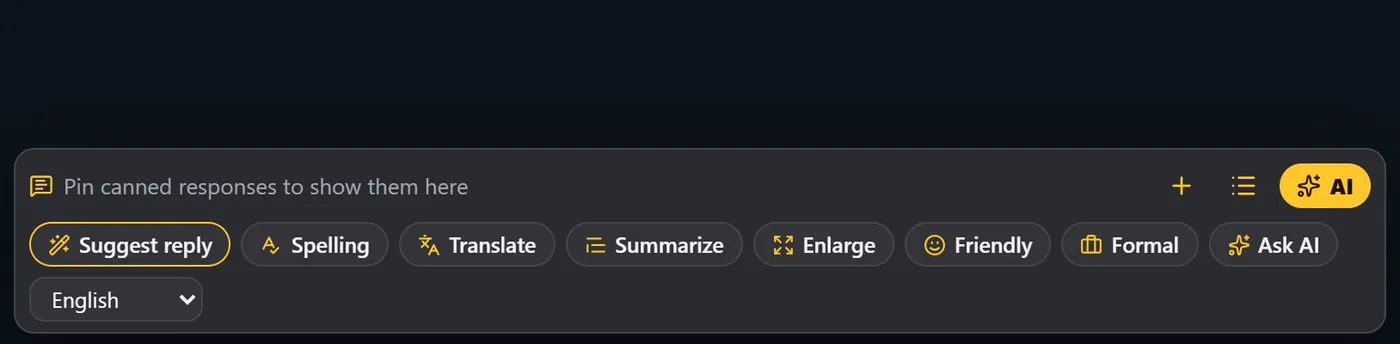 The AI row above the message box