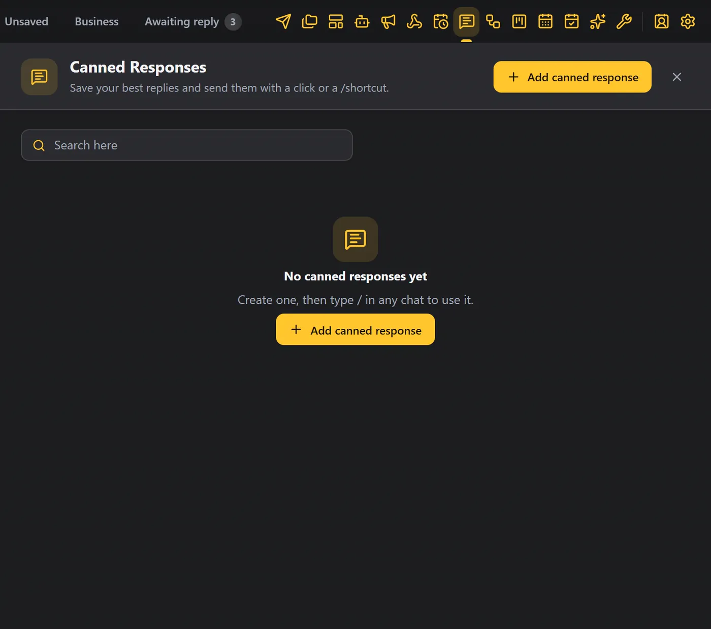 Canned Responses before you add any