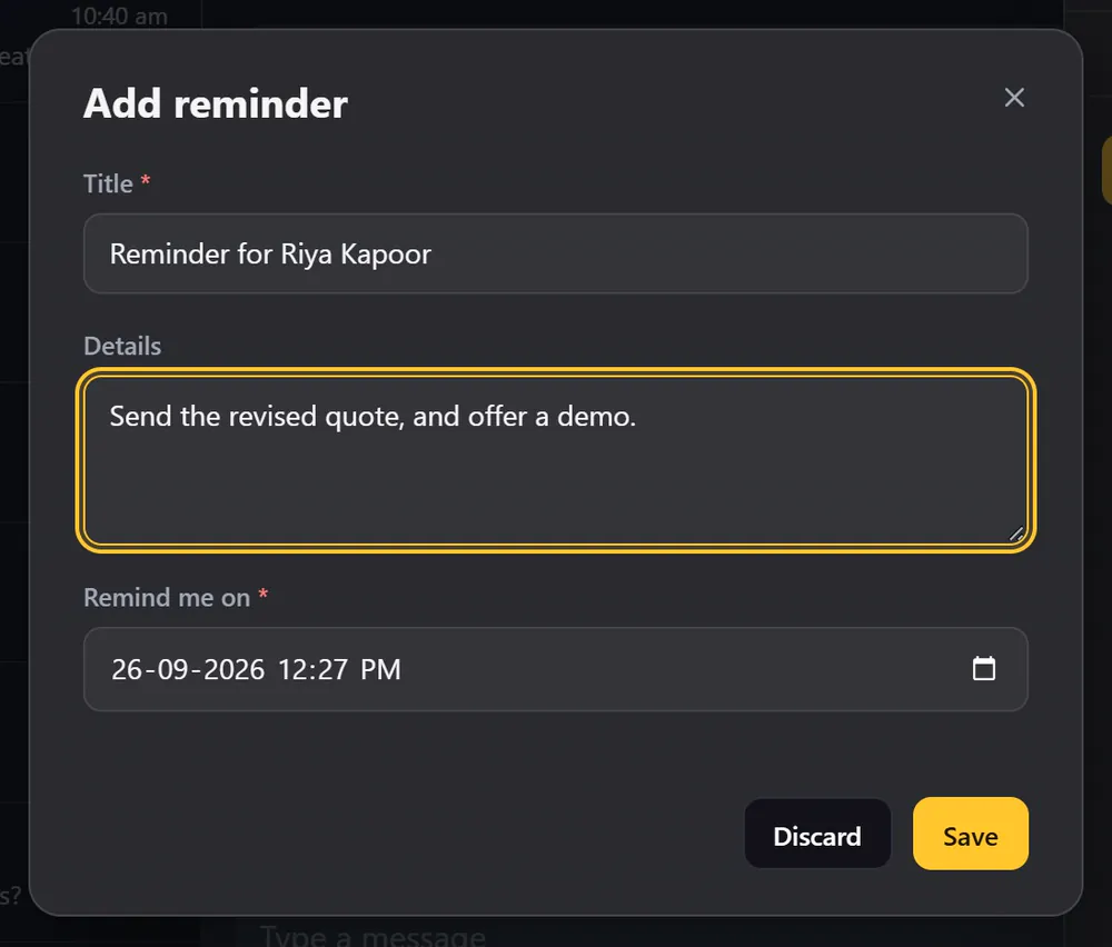 Adding a reminder