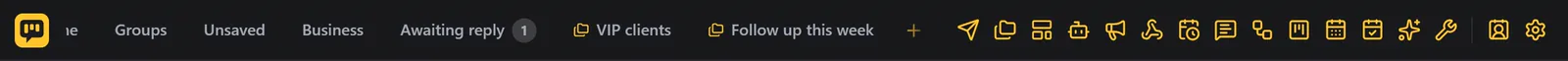 The top bar with two custom tabs at the end