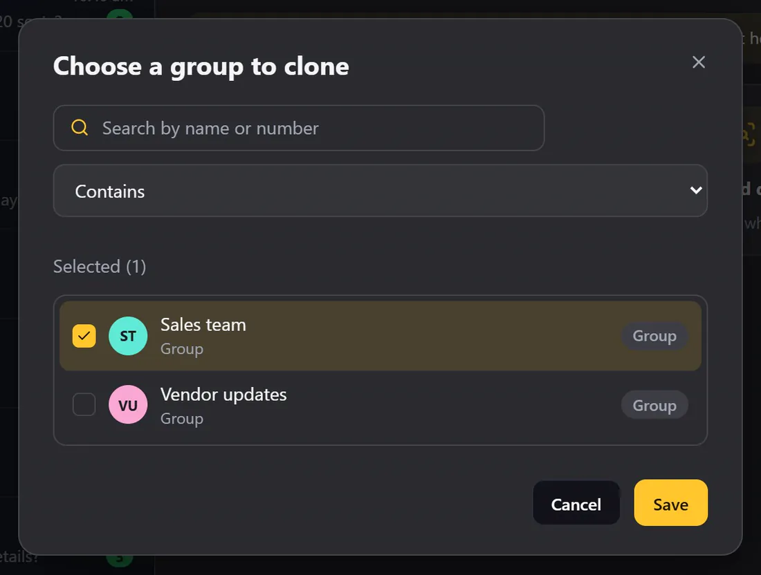Choosing the group to clone