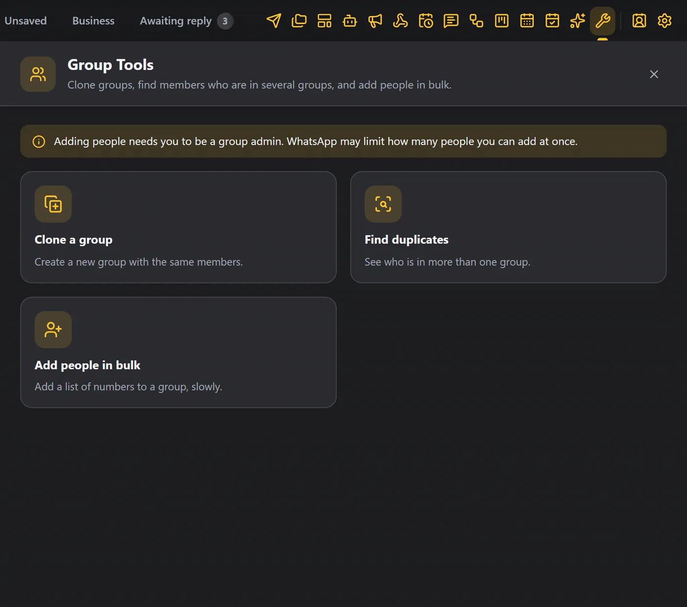 Group tools: Clone a group, Find duplicates and Add people in bulk