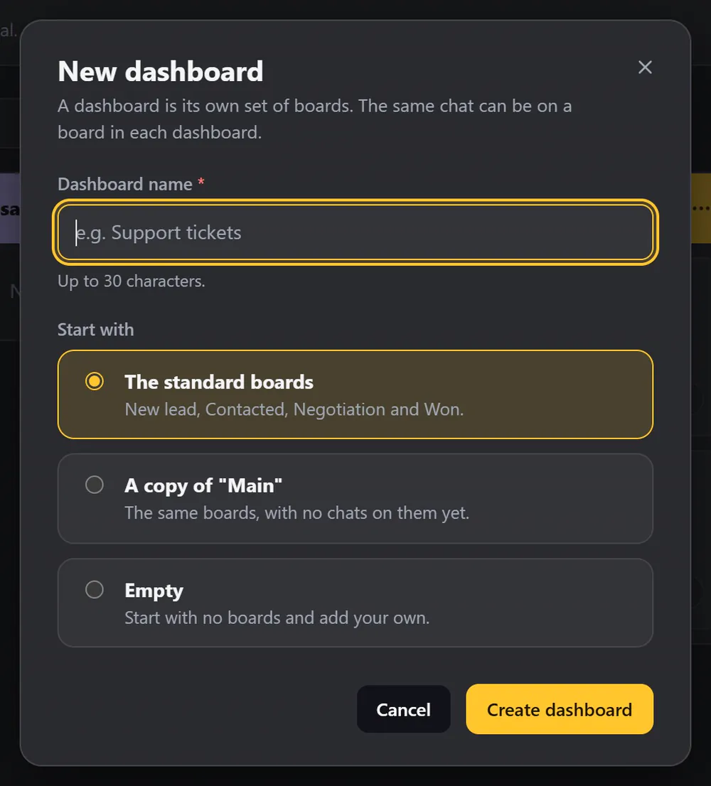 Creating a dashboard