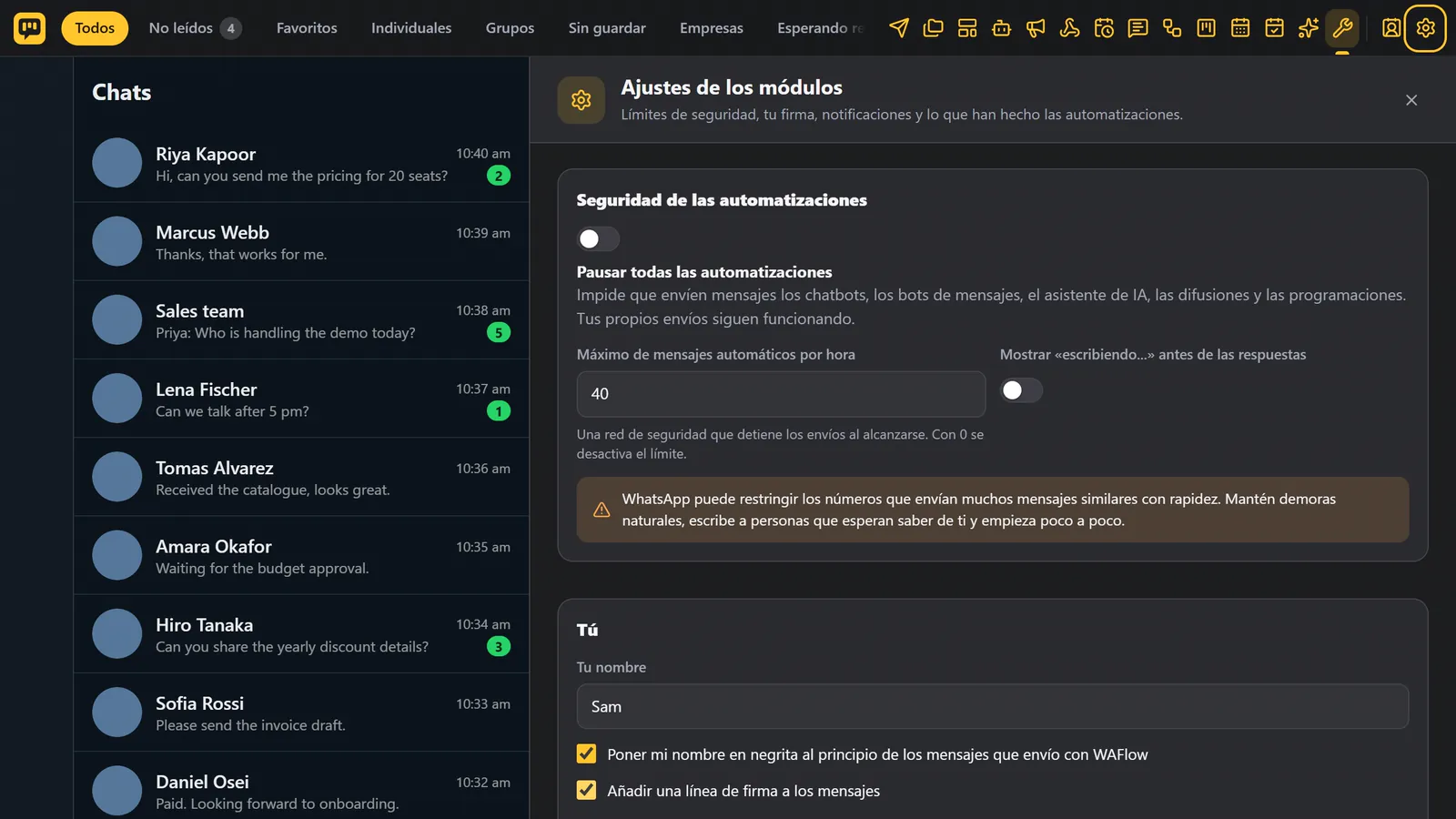 WAFlow in Spanish